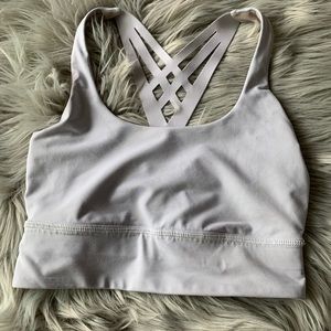 White Lululemon Sports Bra with Cut our Detail